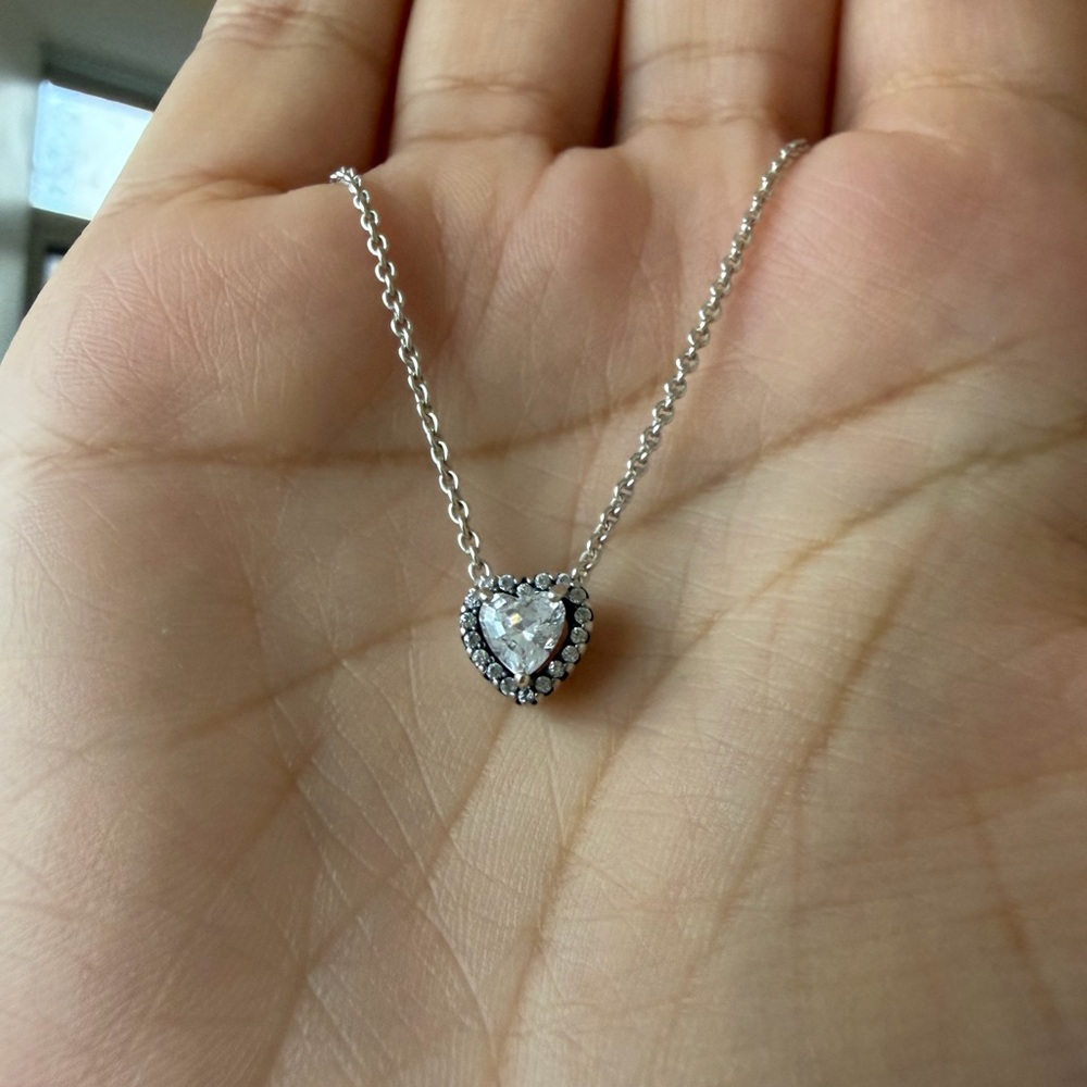 Pandora Elevated Heart Necklace - Sterling Silver